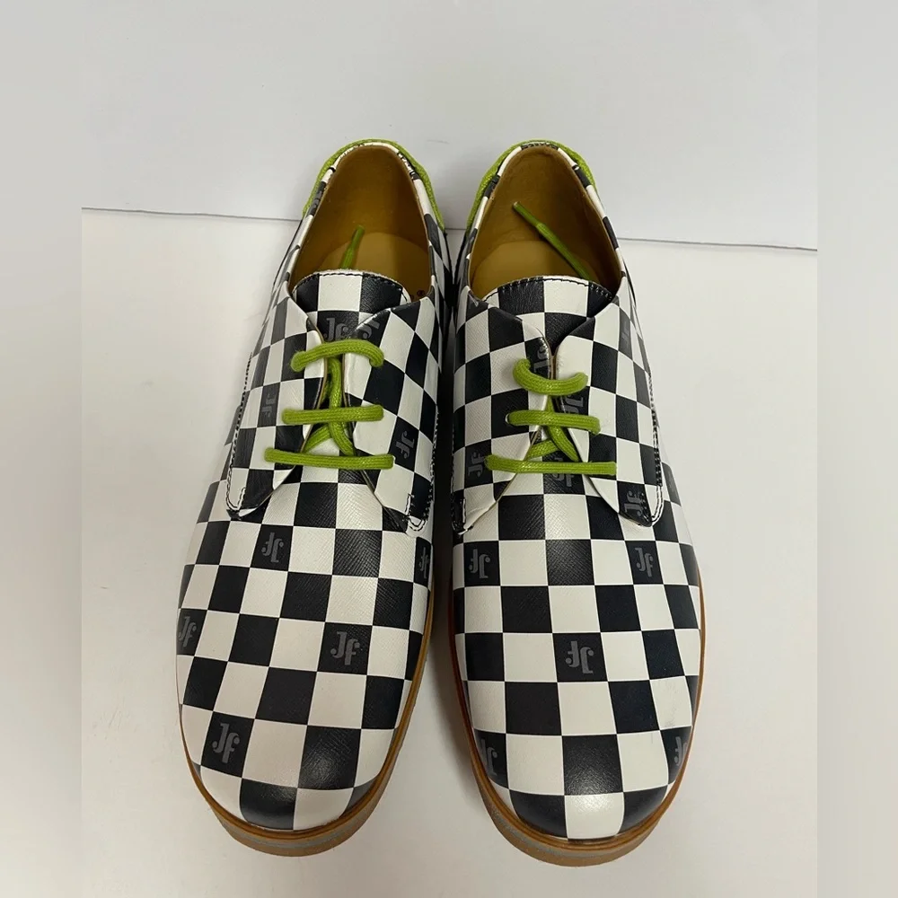 John Fluevog unisex oxford plaid check black white M 7/ W 9 - Picture 5 of 11